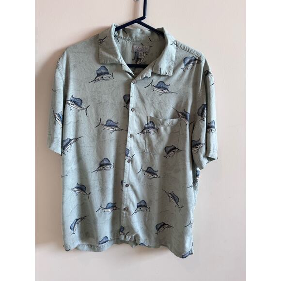 Ocean+Coast Men’s XL Button Up Short Sleeve Shirt Indo-Pacific Sailfish Fishing - Picture 1 of 10